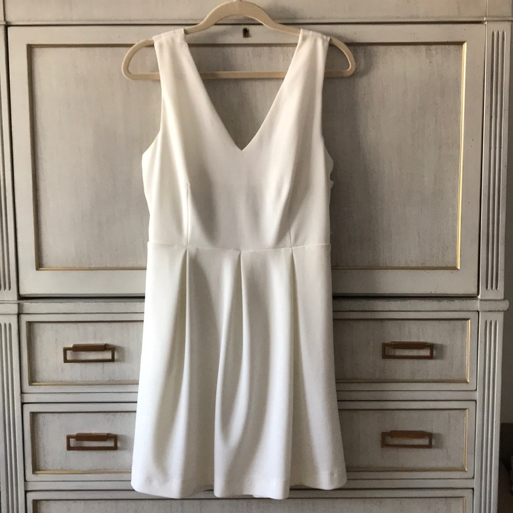 V-Neck Open Back White Dress